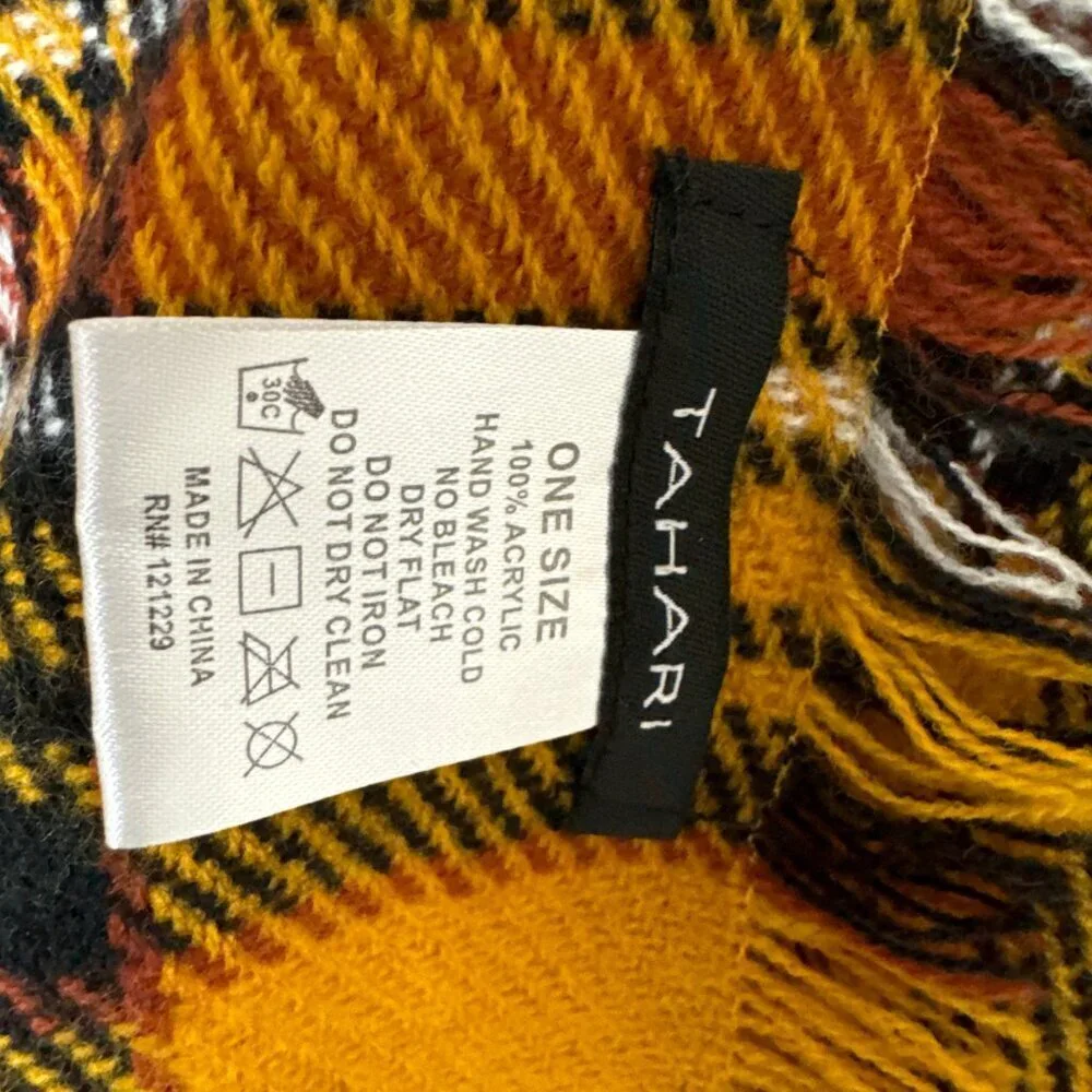 Tahari Large Yellow Plaid Scarf / Shawl